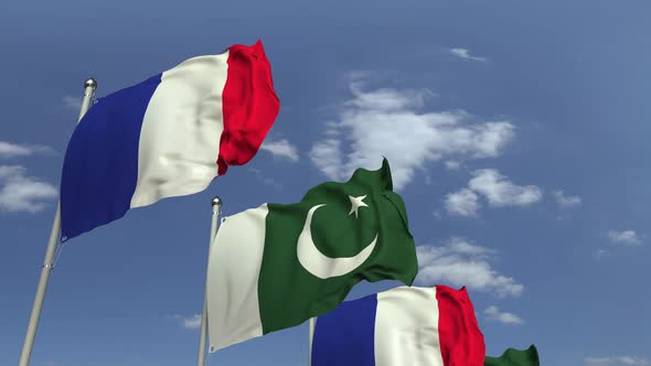Waving Flags of Pakistan and France alt