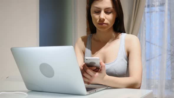 Woman Browsing Online on Smartphone, Internet Searching