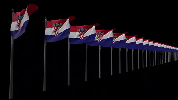 Row Of Croatia Flags With Alpha 2K