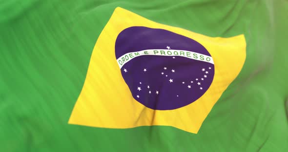 Realistic Brazil Flag Close Up 4K Loop