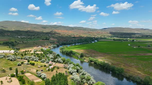 Background of a mountain river aerial view 4 K Turkey