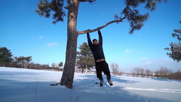Happy Guy Does Cool Trick Somersaults in Snowdrift
