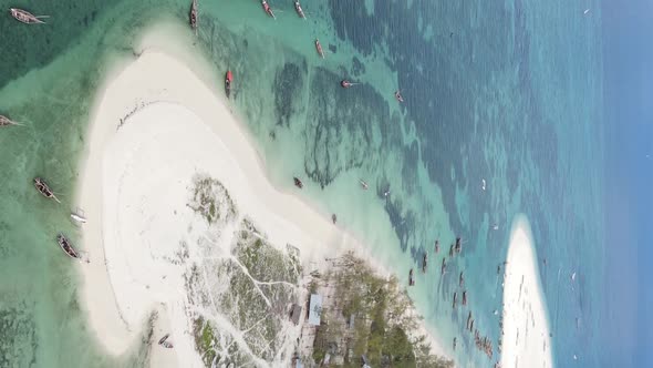 Vertical Video of the Ocean Near the Coast of Zanzibar Tanzania Aerial View