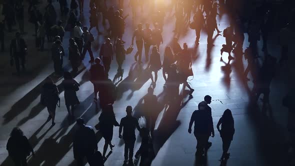 Crowd of Pedestrians Commuting in Urban Metropolis