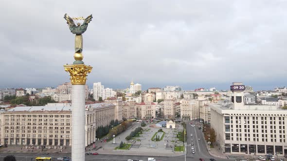 The Symbol of Kyiv, Ukraine - Independence Square Aerial View, Slow Motion