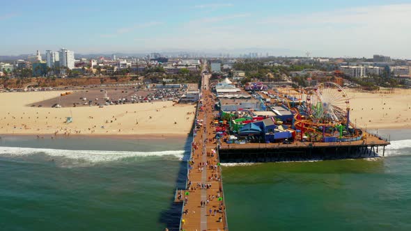 Aerial View of the Santa Monica Pier in Santa Monica LA California