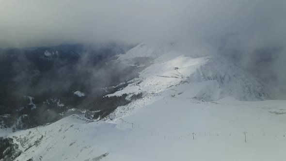 Aerial View of the Southern Slope of the Aibga Ridge with a Ski Lift