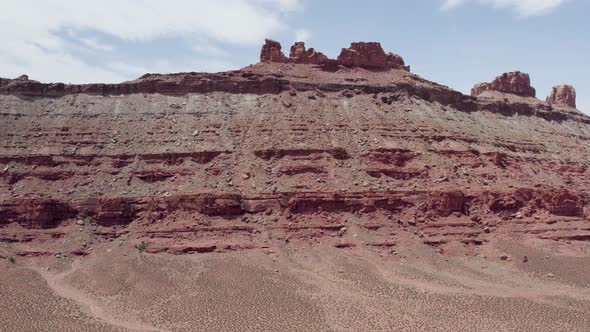 Red Rock Sandstone Cliffs in Southwest Desert near Moab, Utah - Aerial