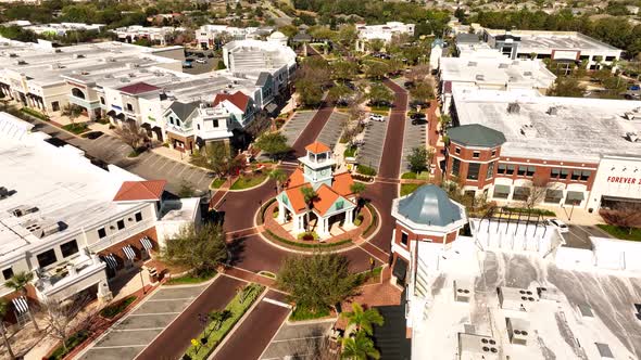 Aerial Orbit Traffic Circle At Winter Garden Village