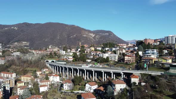 panoramic footage of a city and highway in 4k