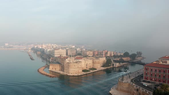 Aerial view of Aragonese castle in Taranto