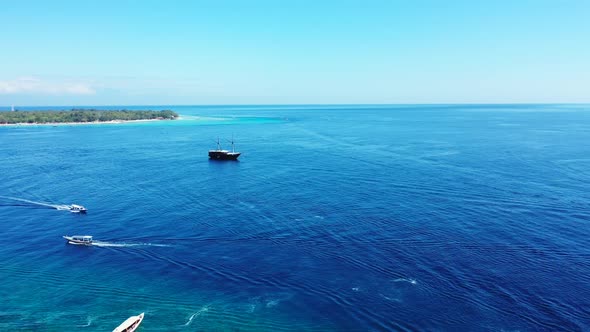 Aerial top view texture of relaxing sea view beach voyage by transparent sea and white sandy backgro