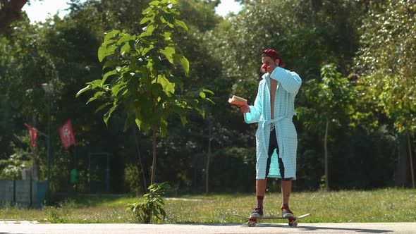 Skateboarding while drinking and reading, Ultra Slow Motion