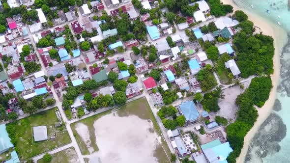 Drone view landscape of exotic sea view beach wildlife by blue sea and sand background