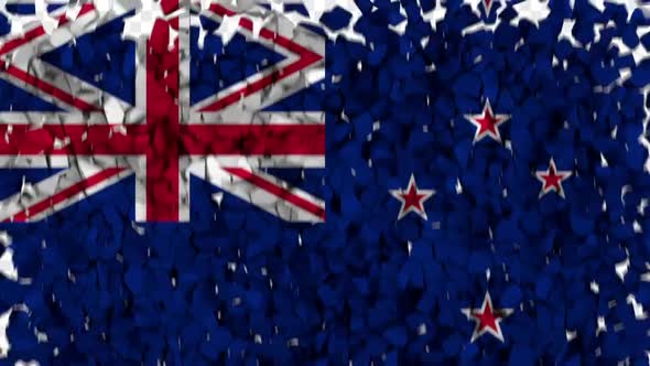 New Zealand Flag Breaking Rocks Transition