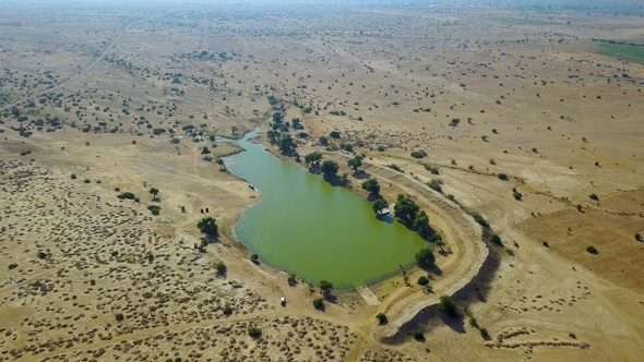 Lake in the middle of a desert. India.