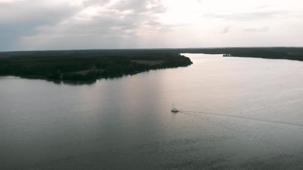 Aerial shot of Wdzydzki Park Krajobrazowy in Kaszuby, Poland.