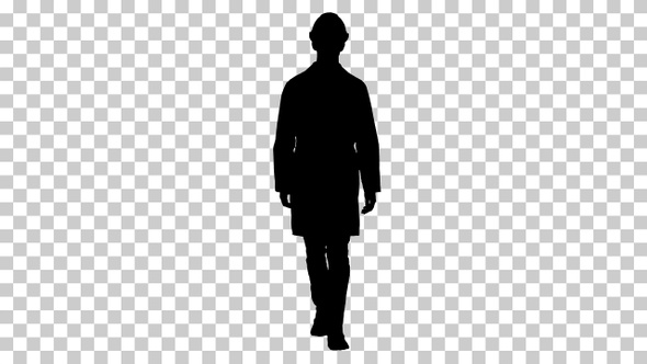 Silhouette  engineer walking , Alpha Channel