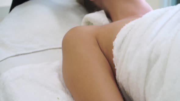 Woman Gets Facial and Head Massage in Luxury Spa