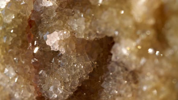 Closeup Sparkling White Crystals on the Stone Treasures of Nature