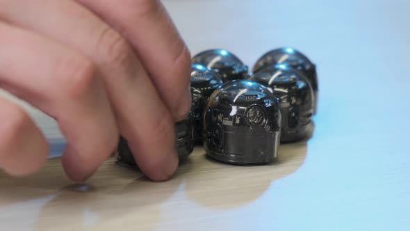 Close Up of a Six Mini Robots for the Next Generation of Creators