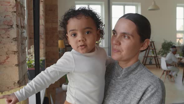 Slowmo Portrait of Happy Mother and Toddler Boy