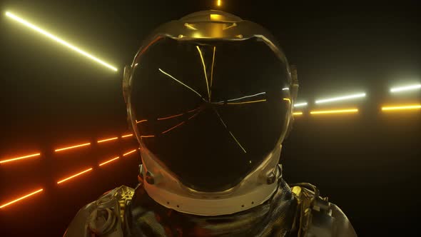 Astronaut in Neon Space Closeup