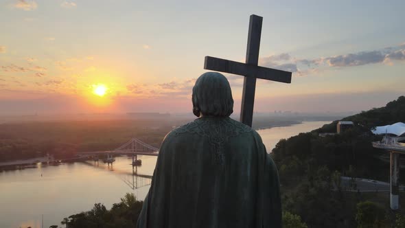 Monument To Vladimir the Great at Dawn in the Morning. Kyiv, Ukraine