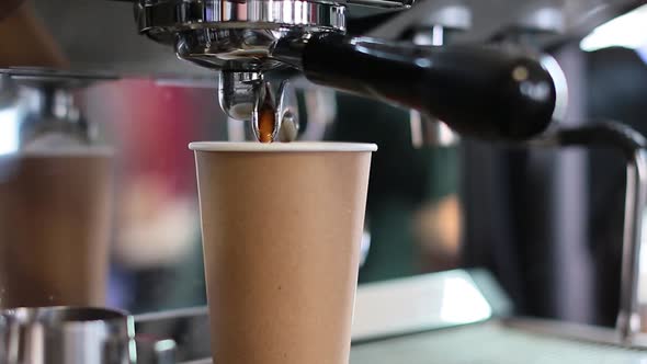 Close Up Video of a Coffee Machine Pouring Coffee