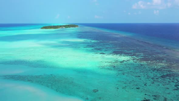 Aerial above texture of beautiful coastline beach voyage by blue sea with white sand background of j