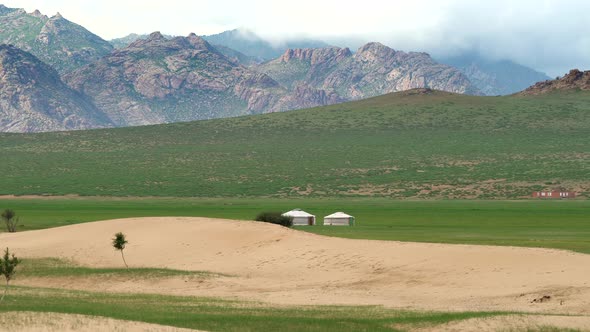 Yurts on the Mongolian Topography