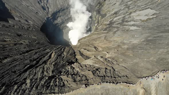 Stunning Aerial Video from the mouth of Mt Bromo Volcano, East Java, Indonesia