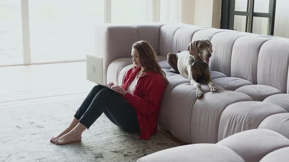 woman with her dog