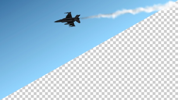 Animation of the aircraft with a smoke from the engine on a transparent background.