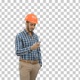 Young manager in helmet using mobile phone, Alpha Channel - VideoHive Item for Sale