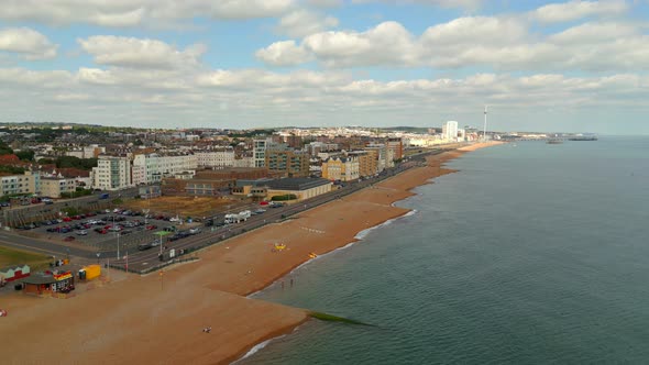 Aerial Footage Brighton Beach United Kingdom Uk 4k 30p