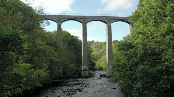 Pontcysyllte Aqueduct and River in Wales Aerial View