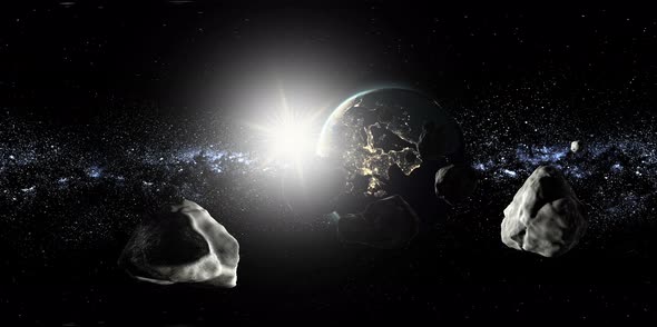 Vr 360 Asteroids in Space Fly To Earth alt