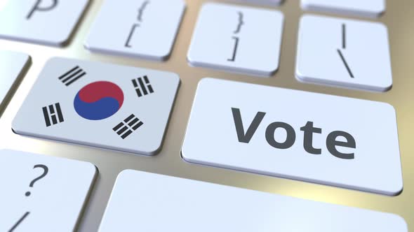 VOTE Text and Flag of South Korea on the Buttons