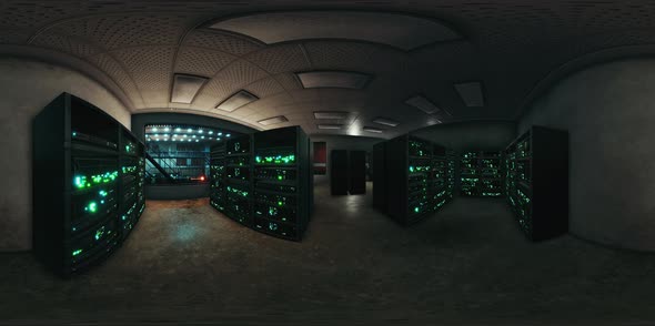 VR360 Network Server Room with Computers for Digital Tv Ip Communications