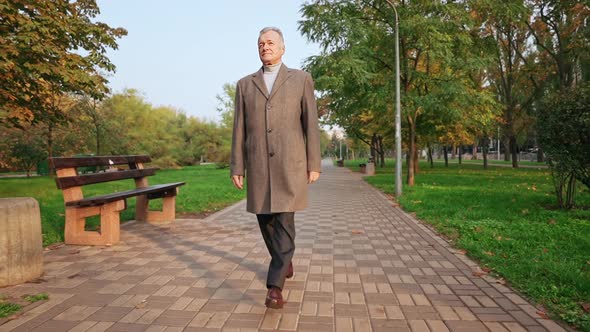 Aged Male Stroll in Park