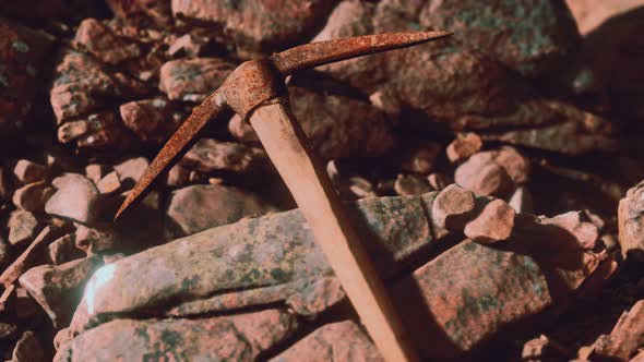 Retro Pickax on the Rocks