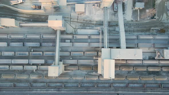 Aerial View of Cargo Train Loaded with Crushed Sandstone Materials at Mine Factory