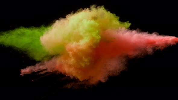 Super Slow Motion Shot of Color Powder Explosion Isolated on Black Background at 1000Fps