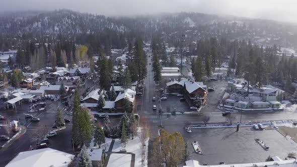 Snow Covered Winter Tourist Hotspot for Christmas Holidays, Big Bear, California, USA