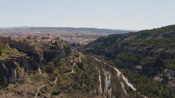 Drone view of the city of Cuenca, Spain