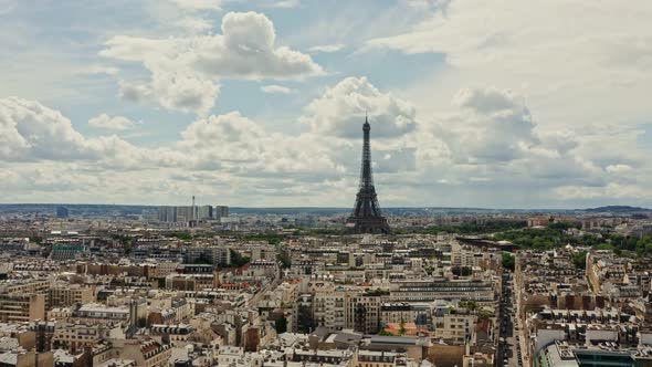 Horizontal Panning From a Drone a General View of the Historic Center of Paris