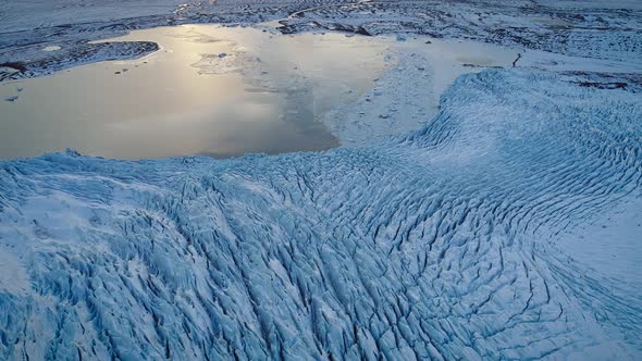 Aerial view of Vatnajokull Water Glacier in Iceland.