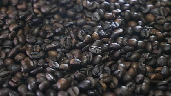 Fragrant coffee beans with roasted smoke