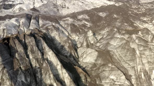 Sólheimajökull Glacier And Lake In Southern Iceland - aerial pullback